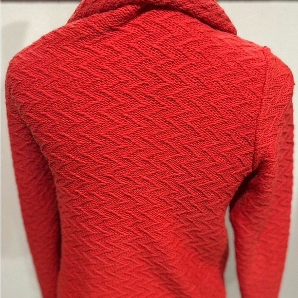 Women’s lucky brown, textured chunky orange zip up Moto sweater size medium - Picture 4 of 5